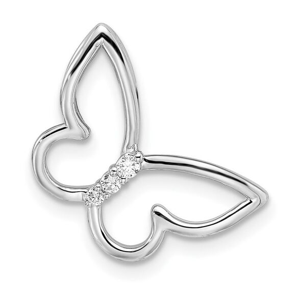 Kazi Luxury 14k White Gold Polished Butterfly Diamond Chain Slide